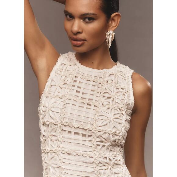 Nordstrom Endless Rose Sleeveless Textured Lace Midi Dress Ivory Size Large NWT - Picture 4 of 15